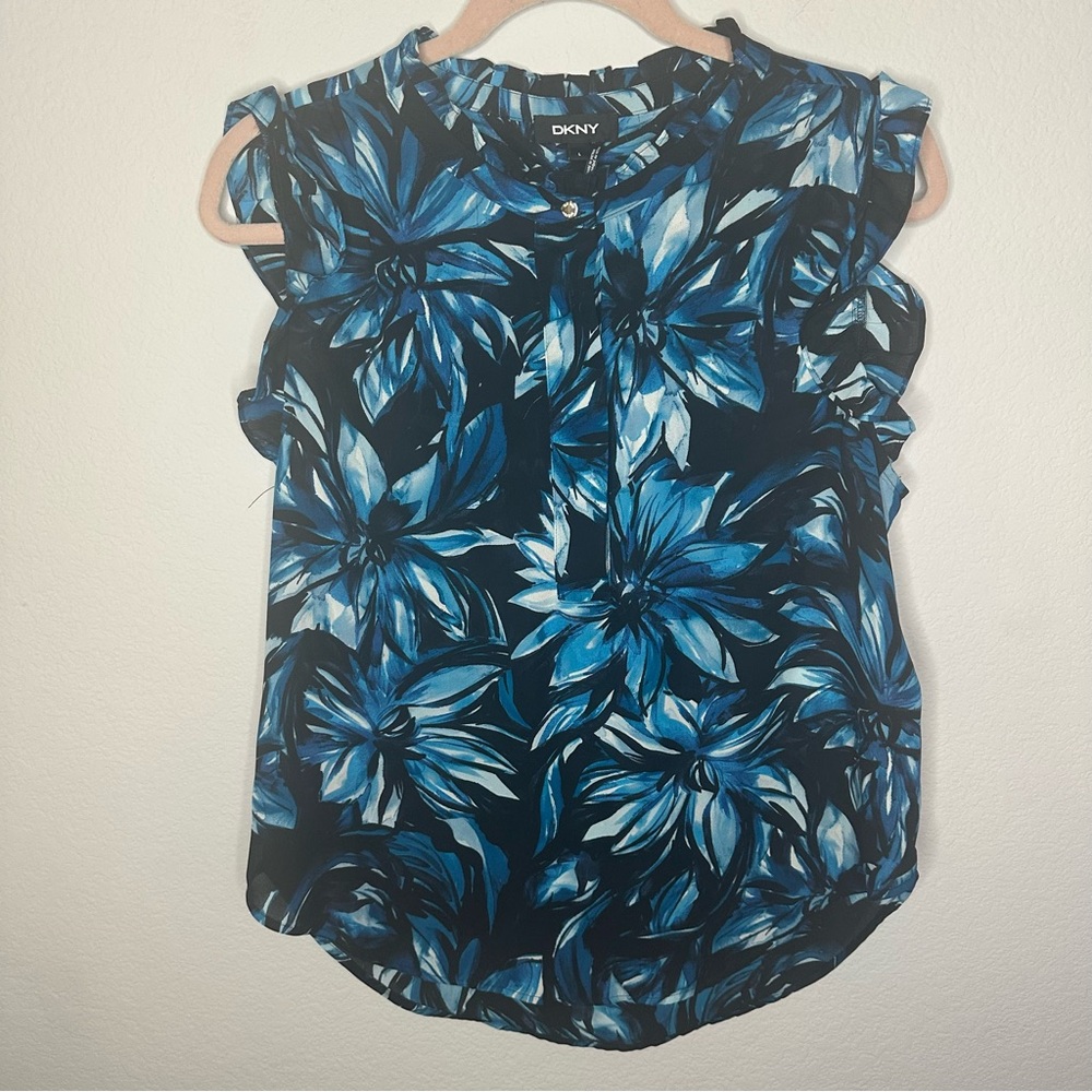 DKNY Blue and Black Floral Design